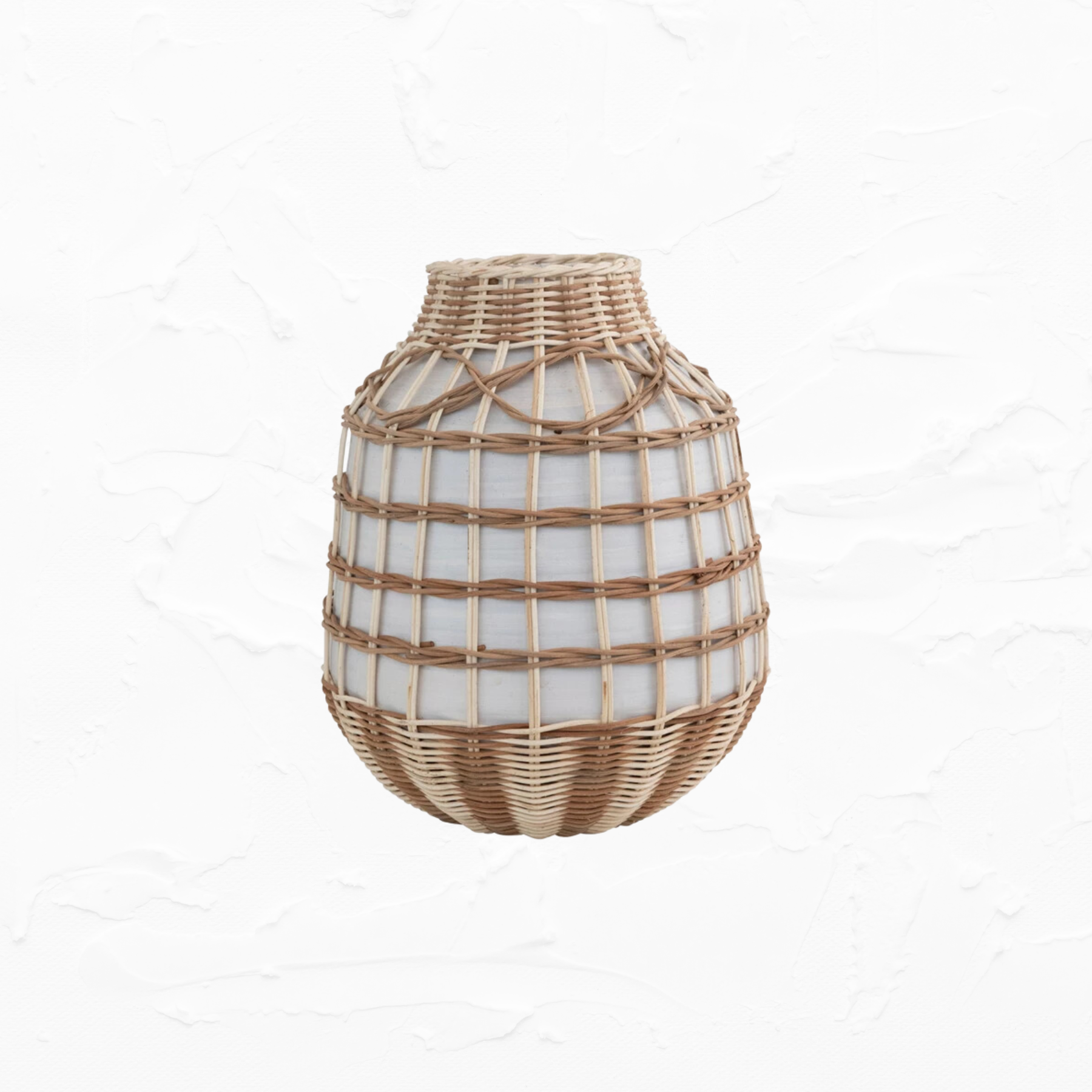 Decorative Hand-Woven Seagrass + Bamboo Wrapped Vase