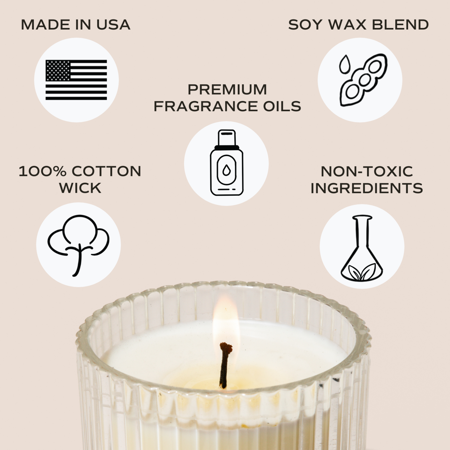 Cashmere + Vanilla Soy Candle Features