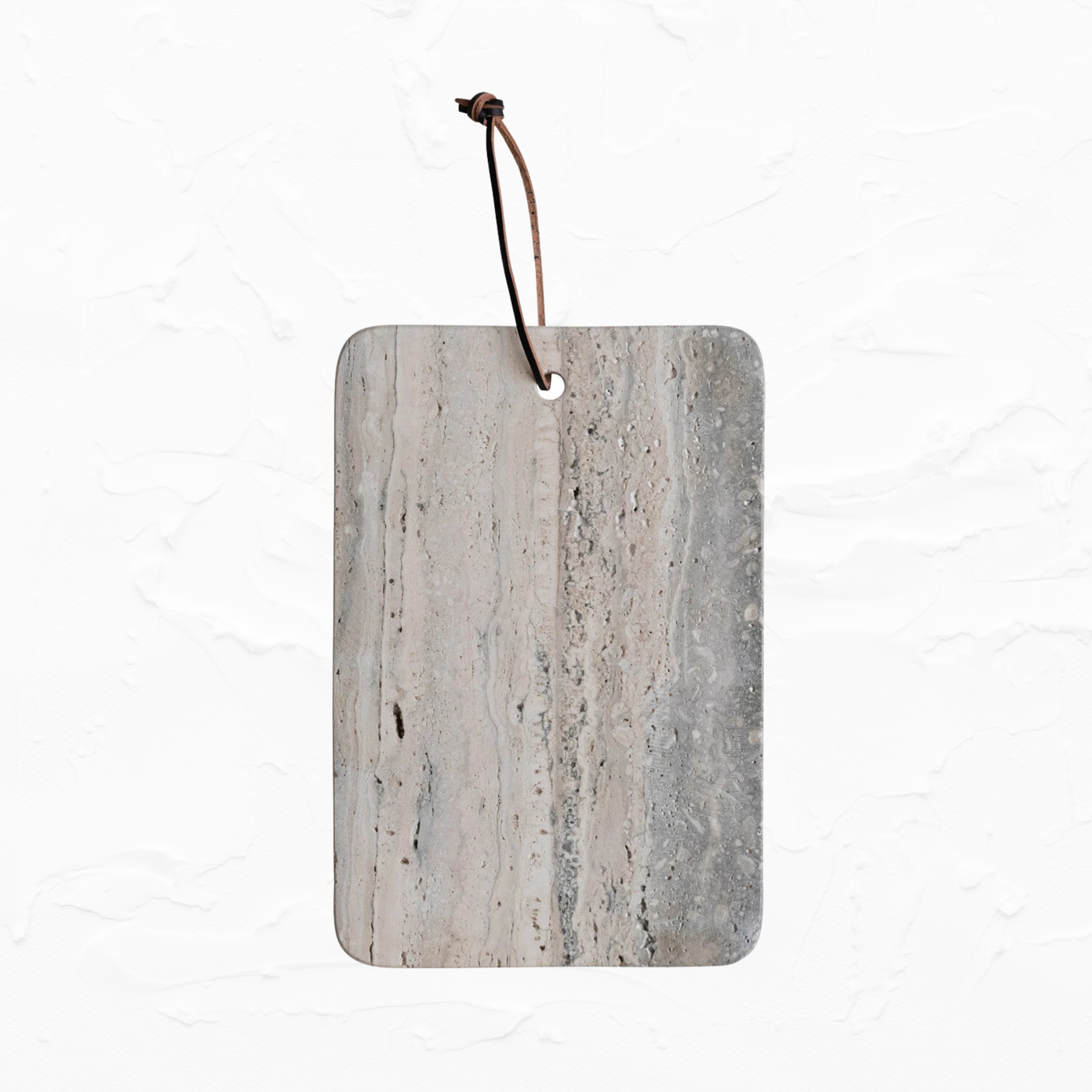 Travertine Cheese Board with Leather Tie