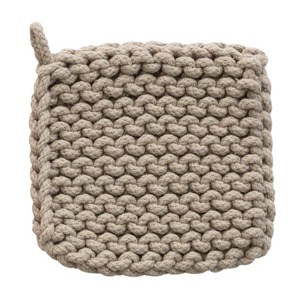 Cotton Crocheted Pot Holder - Gray