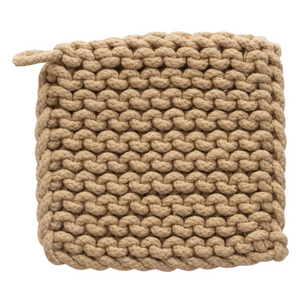 Cotton Crocheted Pot Holder - Ochre