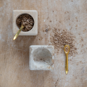 Marble + Sandstone Pinch Pots with Brass Spoons