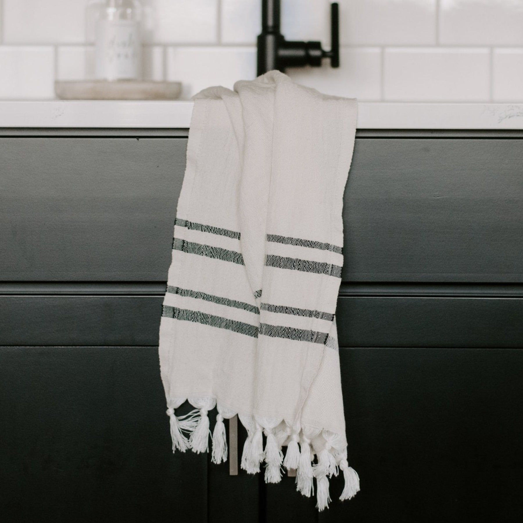 Turkish Cotton + Bamboo Hand Towel - Two Stripe