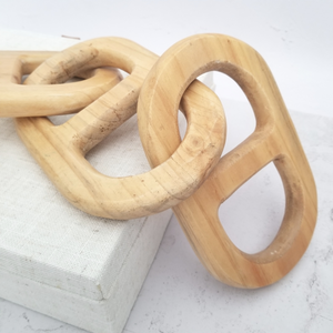Hand Carved Wood Chain - Natural