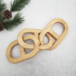 Hand Carved Wood Chain - Natural