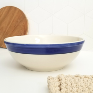 Vintage Blue and White Ceramic Mixing Bowl