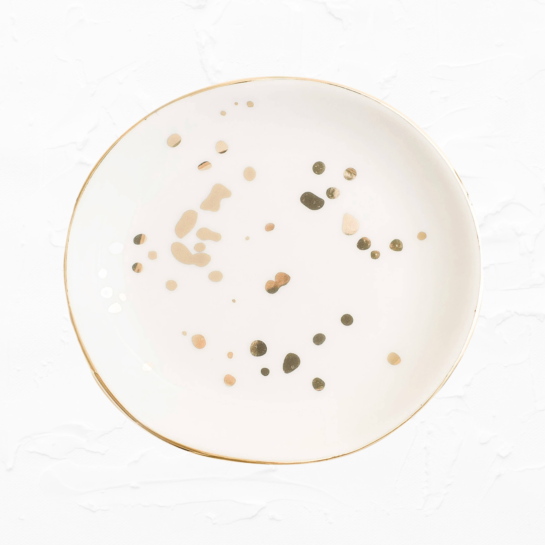 White + Gold Speckled Jewelry Dish
