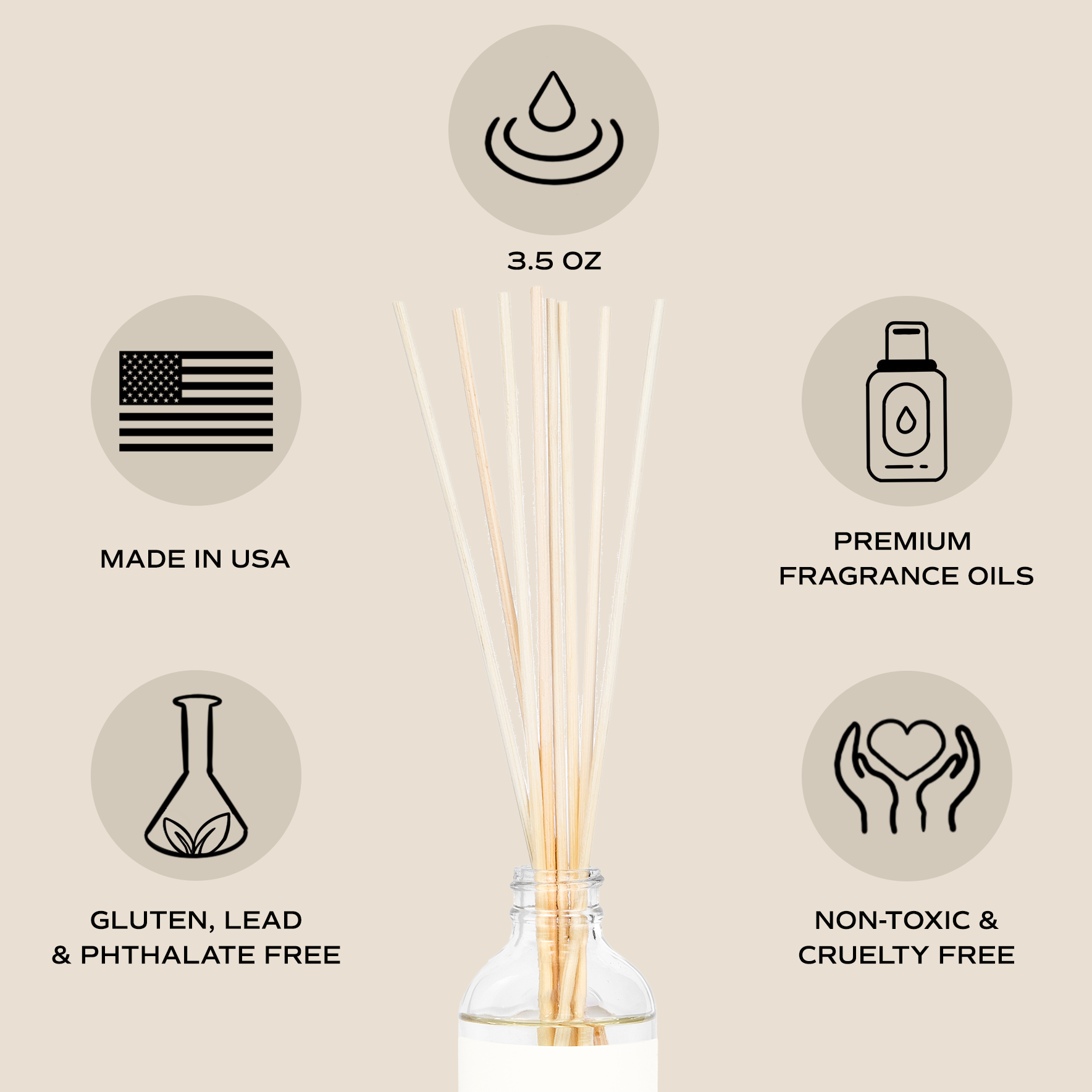 Cashmere + Vanilla Reed Diffuser Features