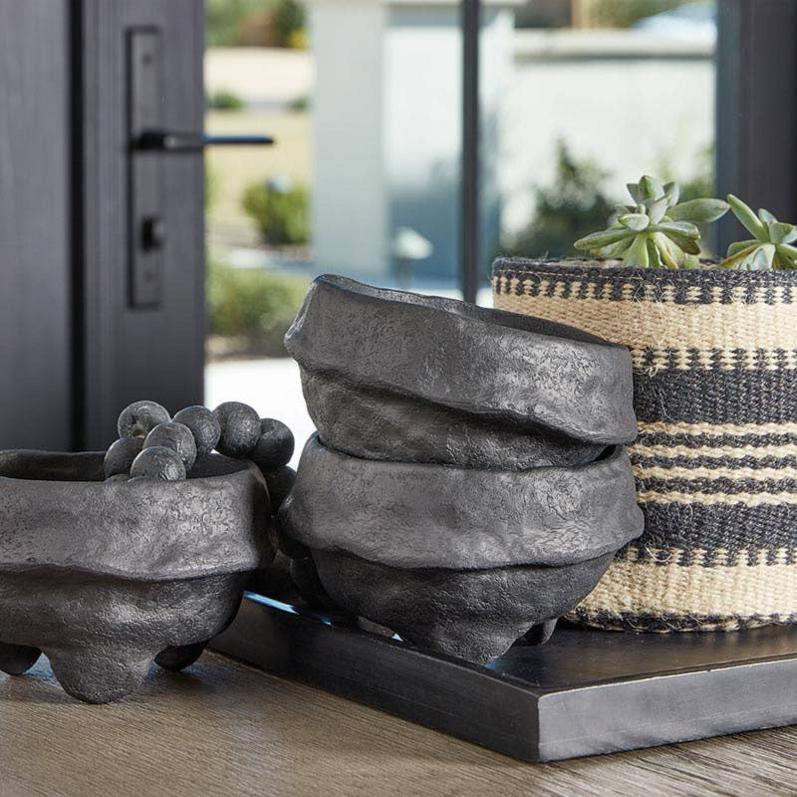 Black Paper Mache Bowl