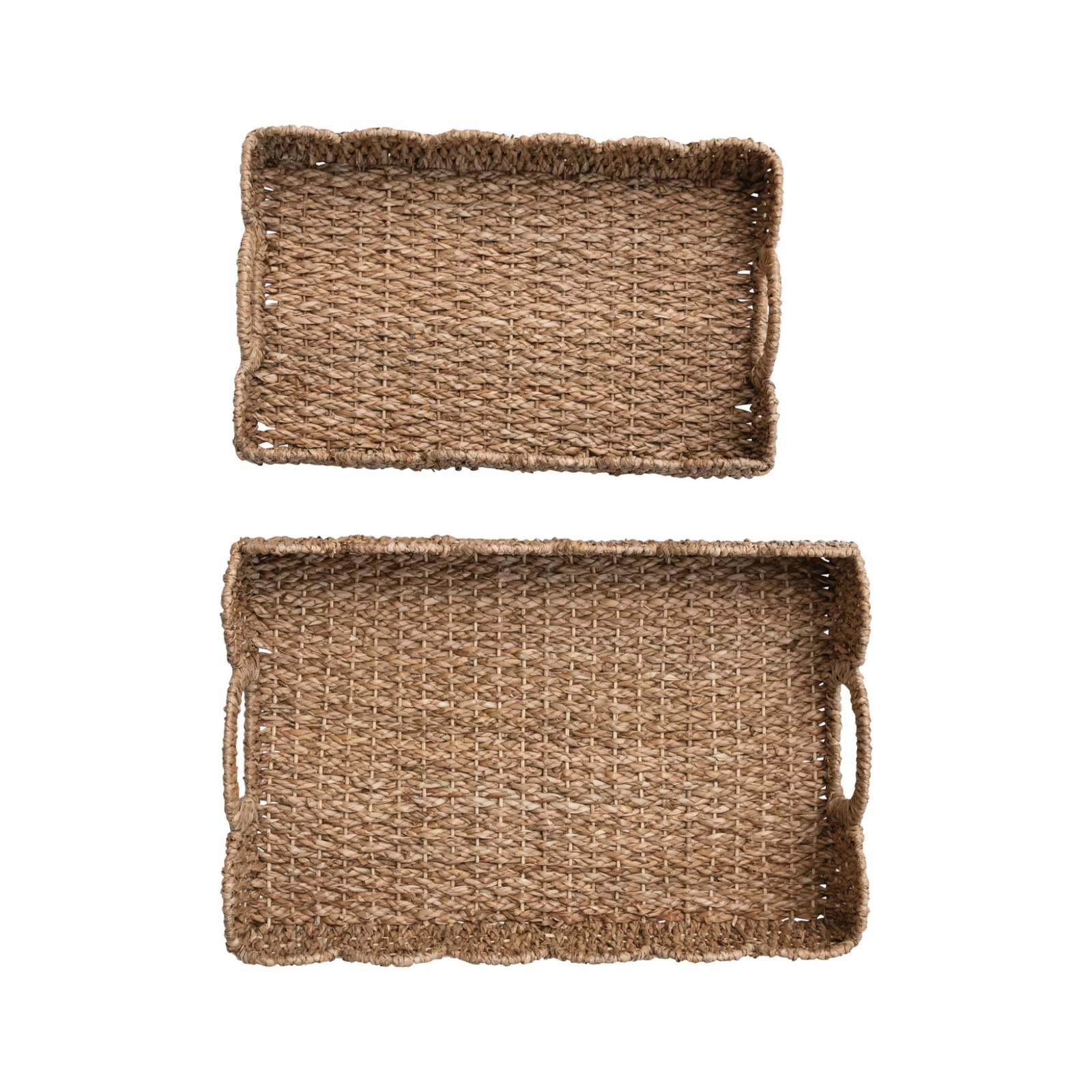 Braided Bankuan Tray with Handles + Scalloped Edge