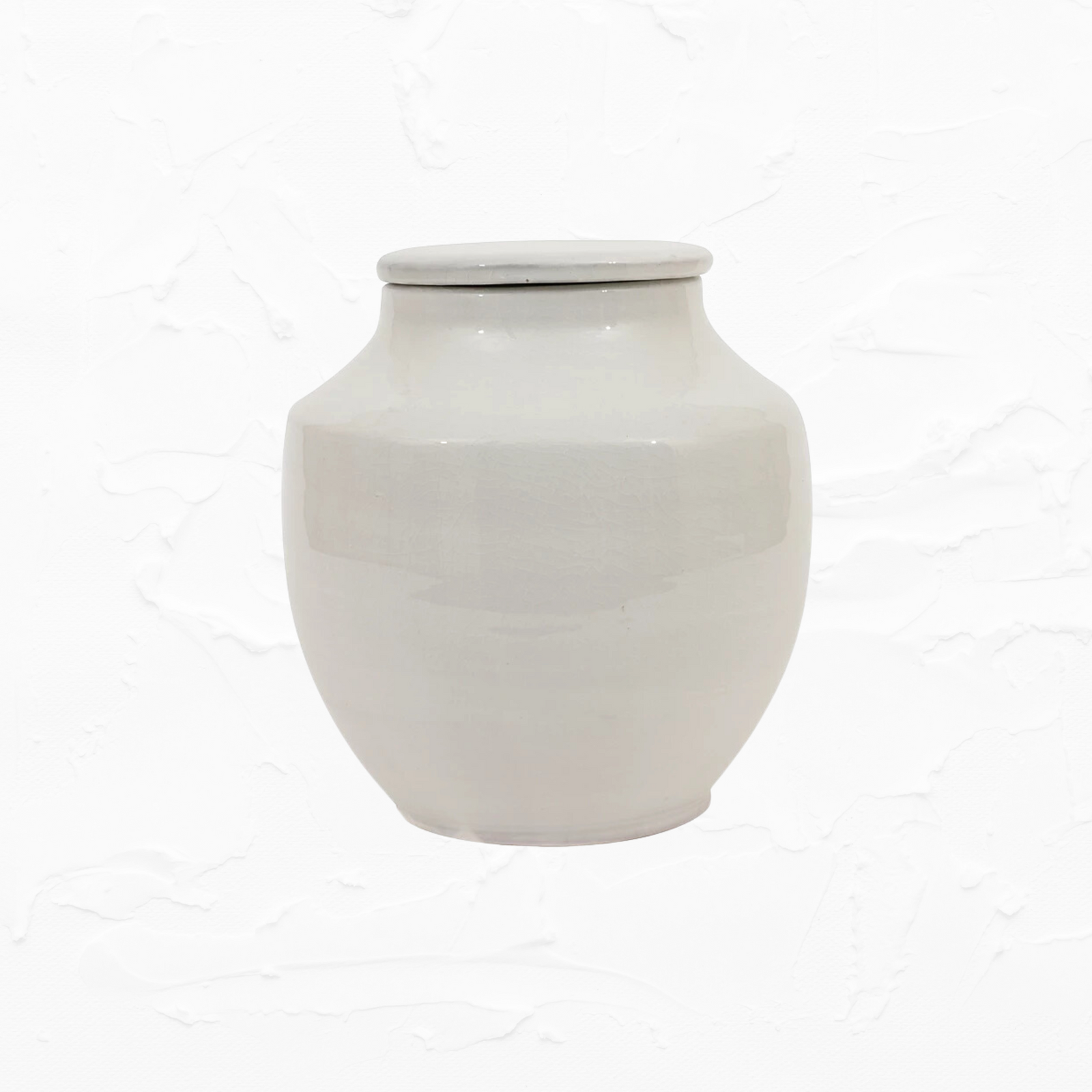 Crackle Glaze Cachepot with Lid