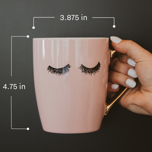 Pink Eyelashes Coffee Mug Sizing