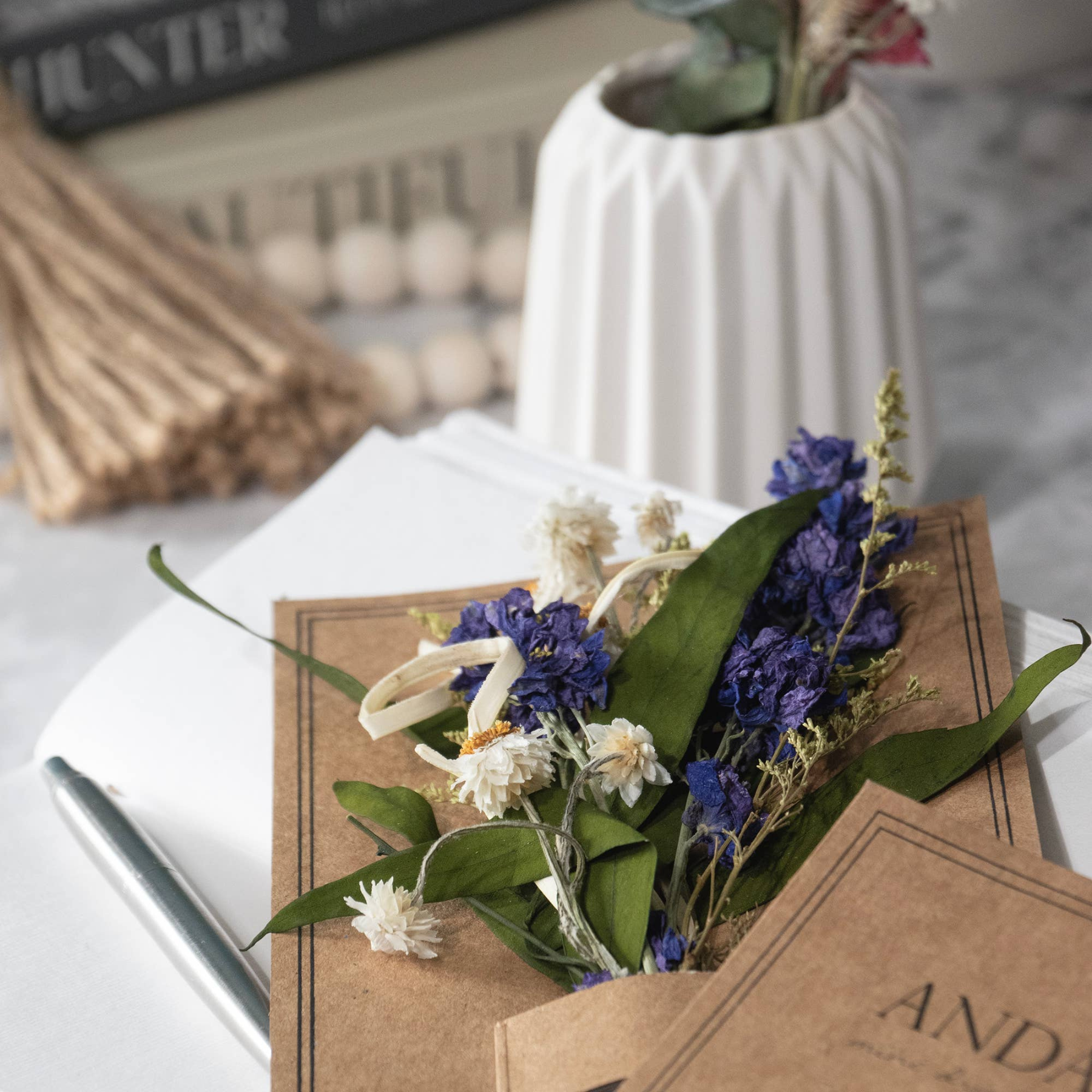 Eucalyptus + Purple Larkspur Mini Bouquet