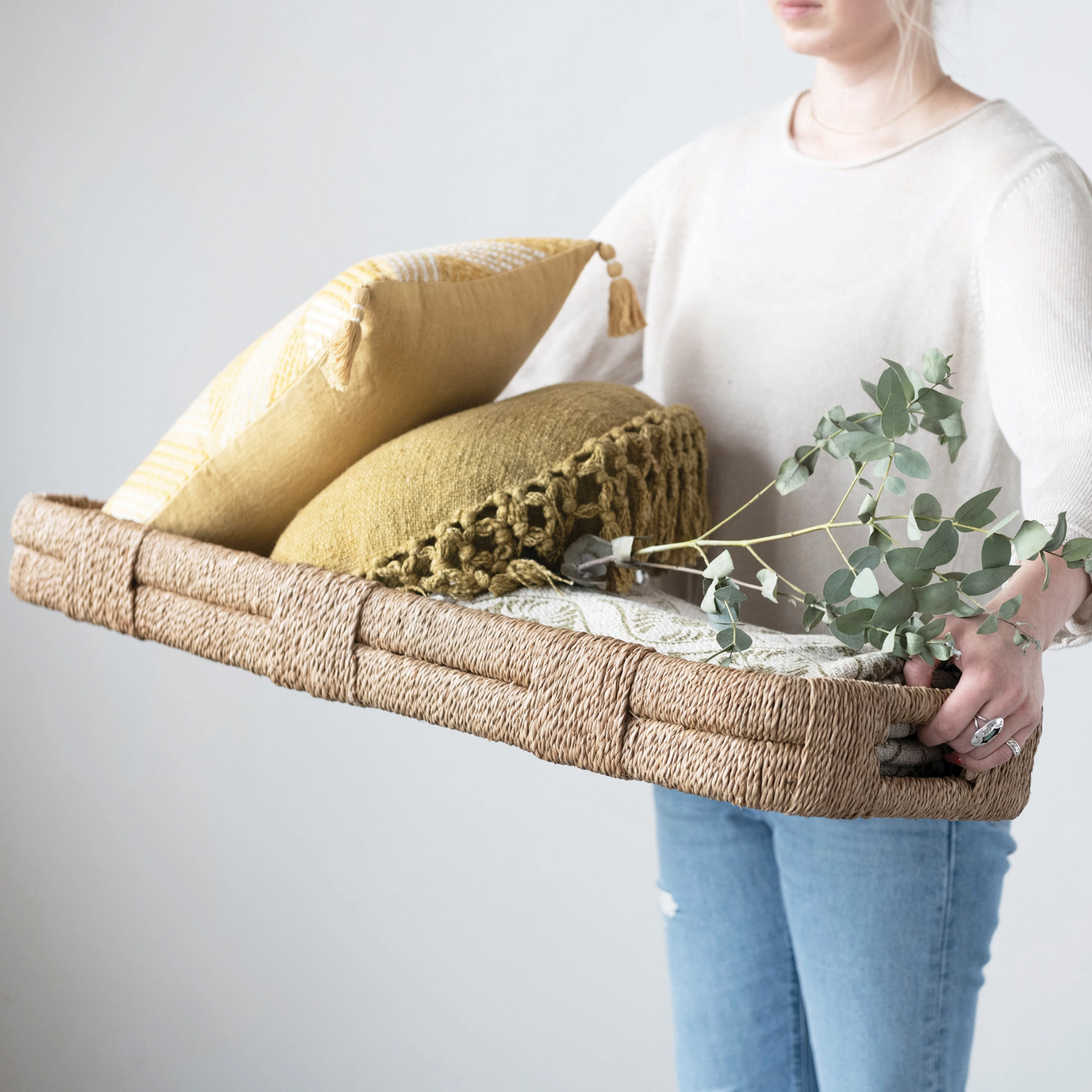 Hand-Woven Bankuan Tray with Handles
