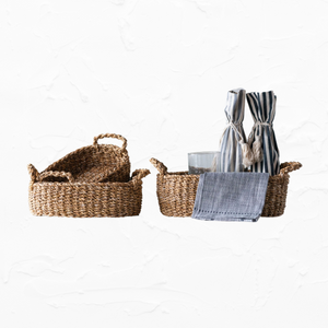 Hand-Woven Baskets with Handles