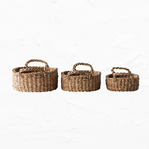 Hand-Woven Baskets with Handles