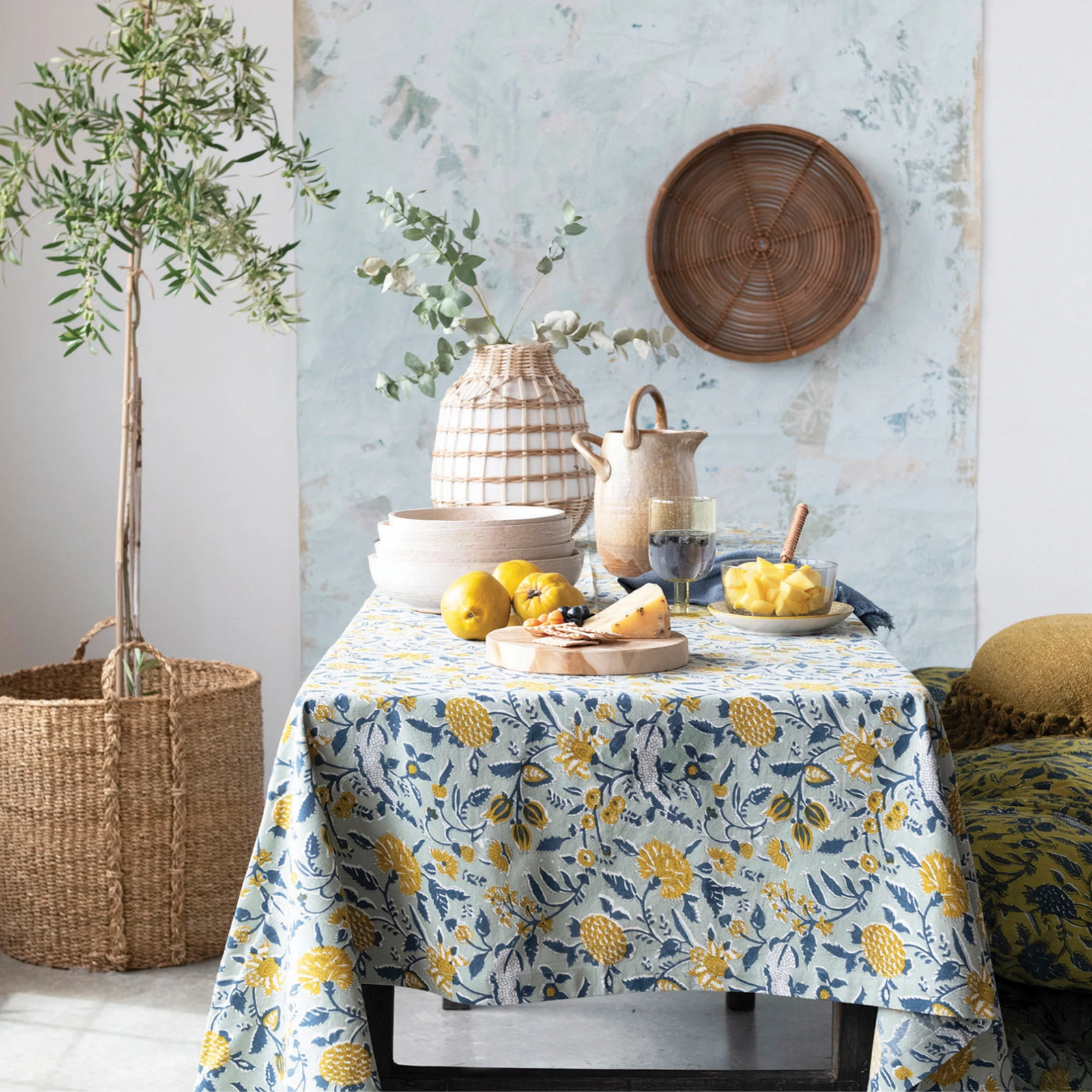 Decorative Hand-Woven Seagrass + Bamboo Wrapped Vase