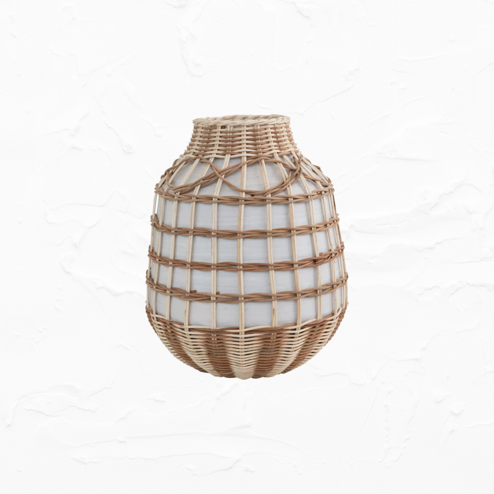 Decorative Hand-Woven Seagrass + Bamboo Wrapped Vase