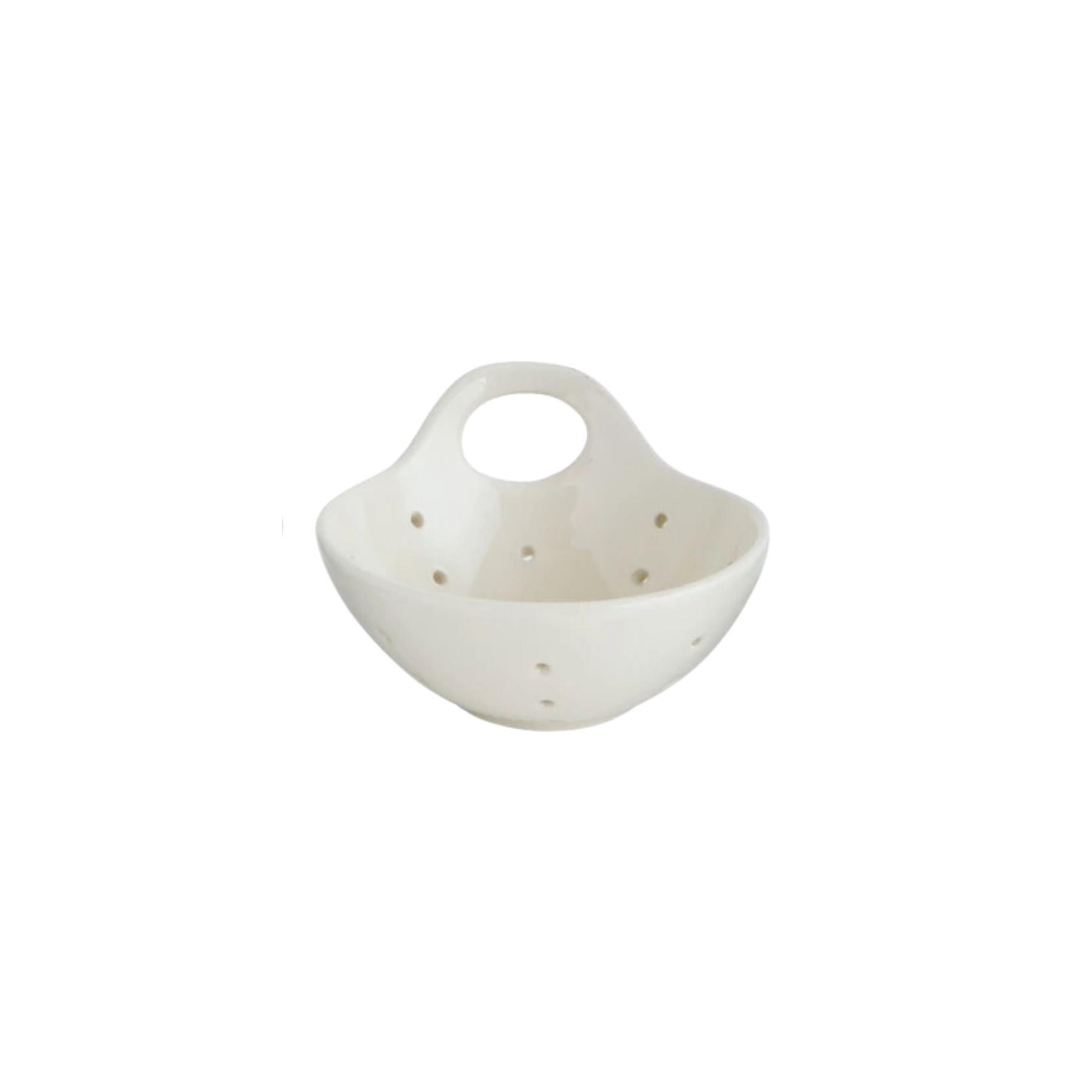 Handled Stoneware Berry Bowl White