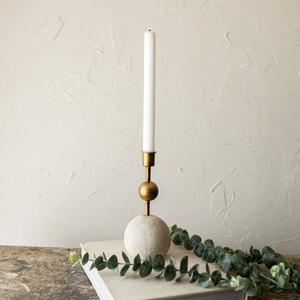Metal + Wood Taper Candle Holder