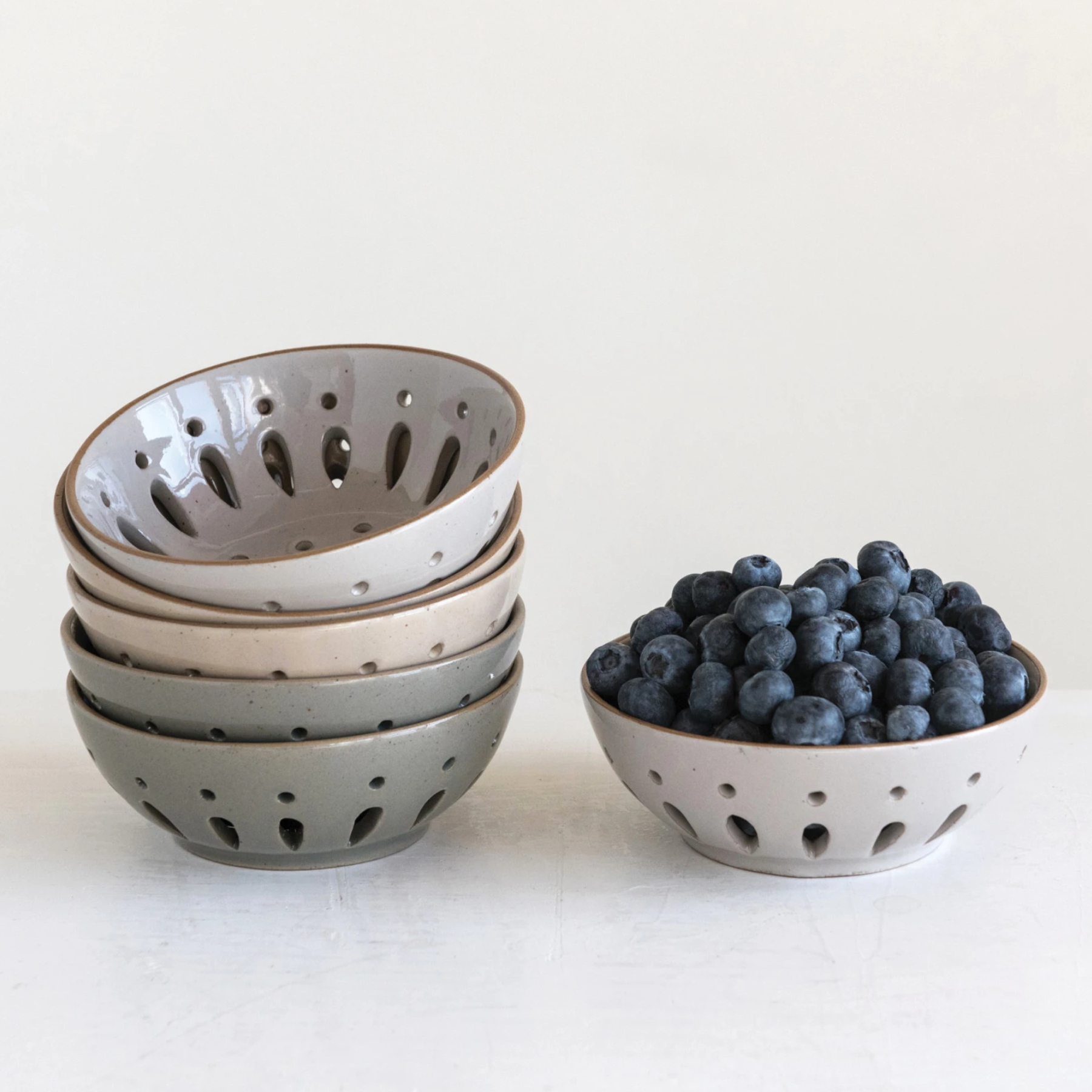 Earth Tone Stoneware Berry Bowl