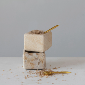 Marble + Sandstone Pinch Pots with Brass Spoons