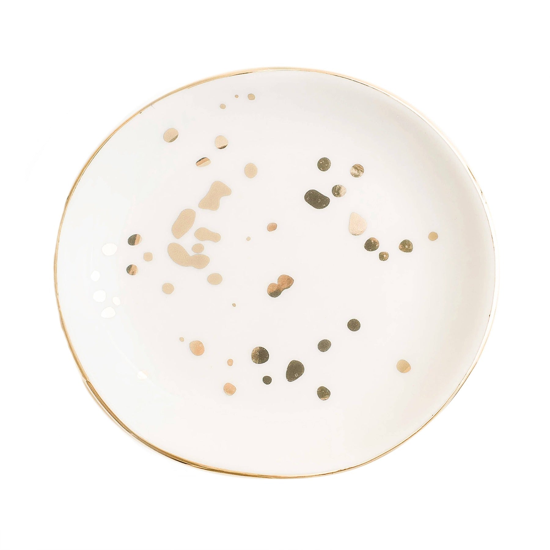 White + Gold Speckled Jewelry Dish