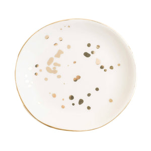 White + Gold Speckled Jewelry Dish
