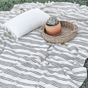 Picnic Throw Blanket - Black Stripe