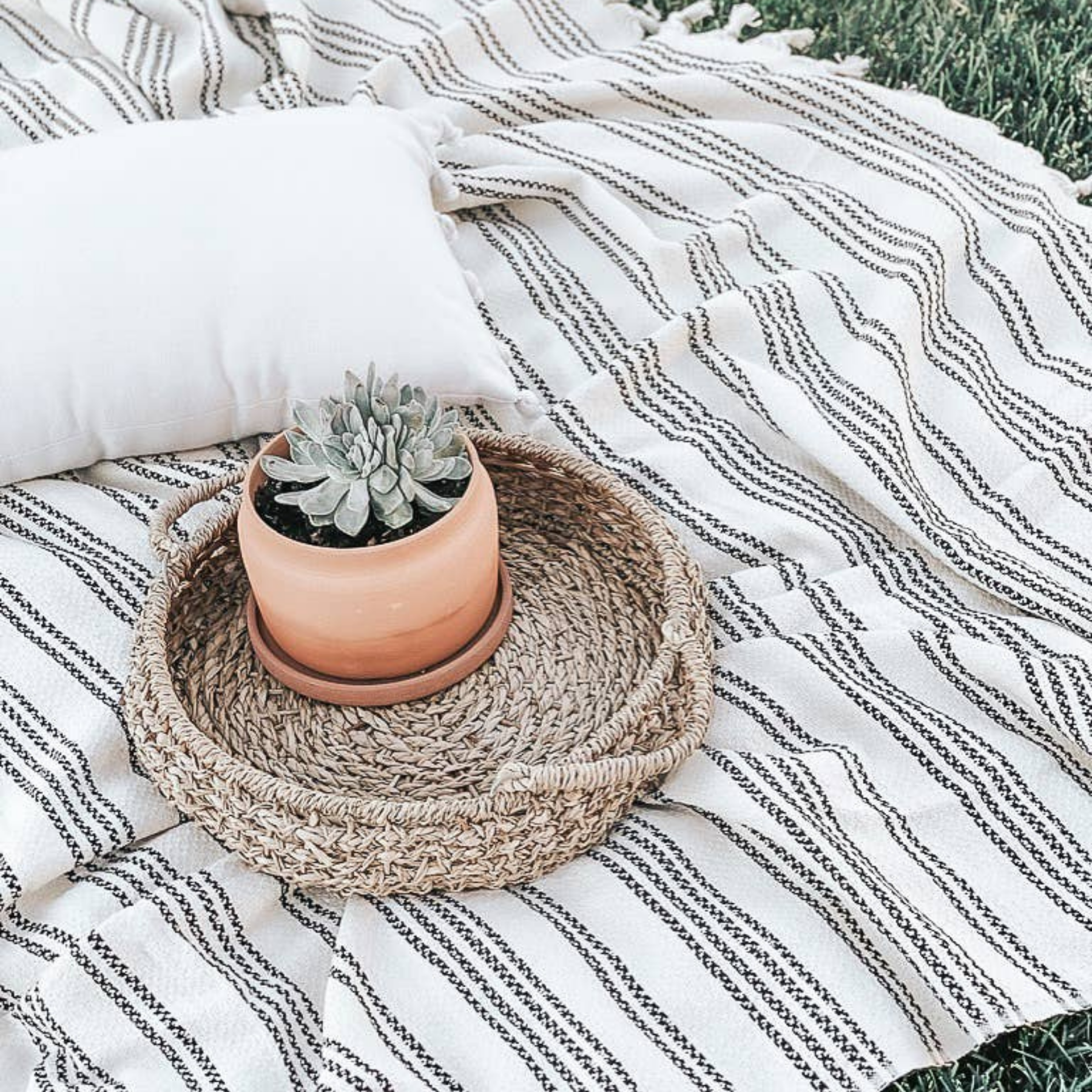 Picnic Throw Blanket - Black Stripe