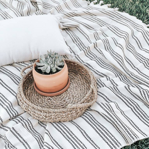 Picnic Throw Blanket - Black Stripe