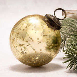 Traditional Crackle Glass Ornament - Gold