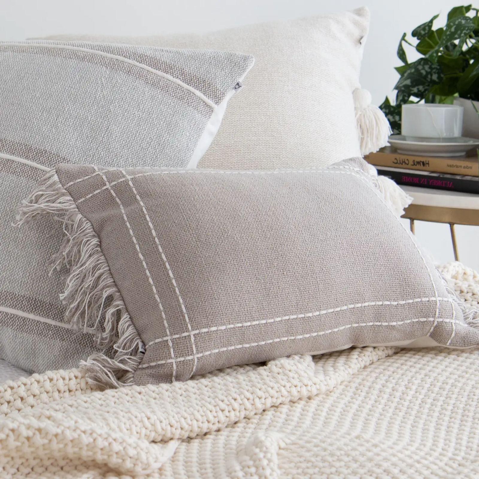 Crosshatch Pillow Cover - Taupe