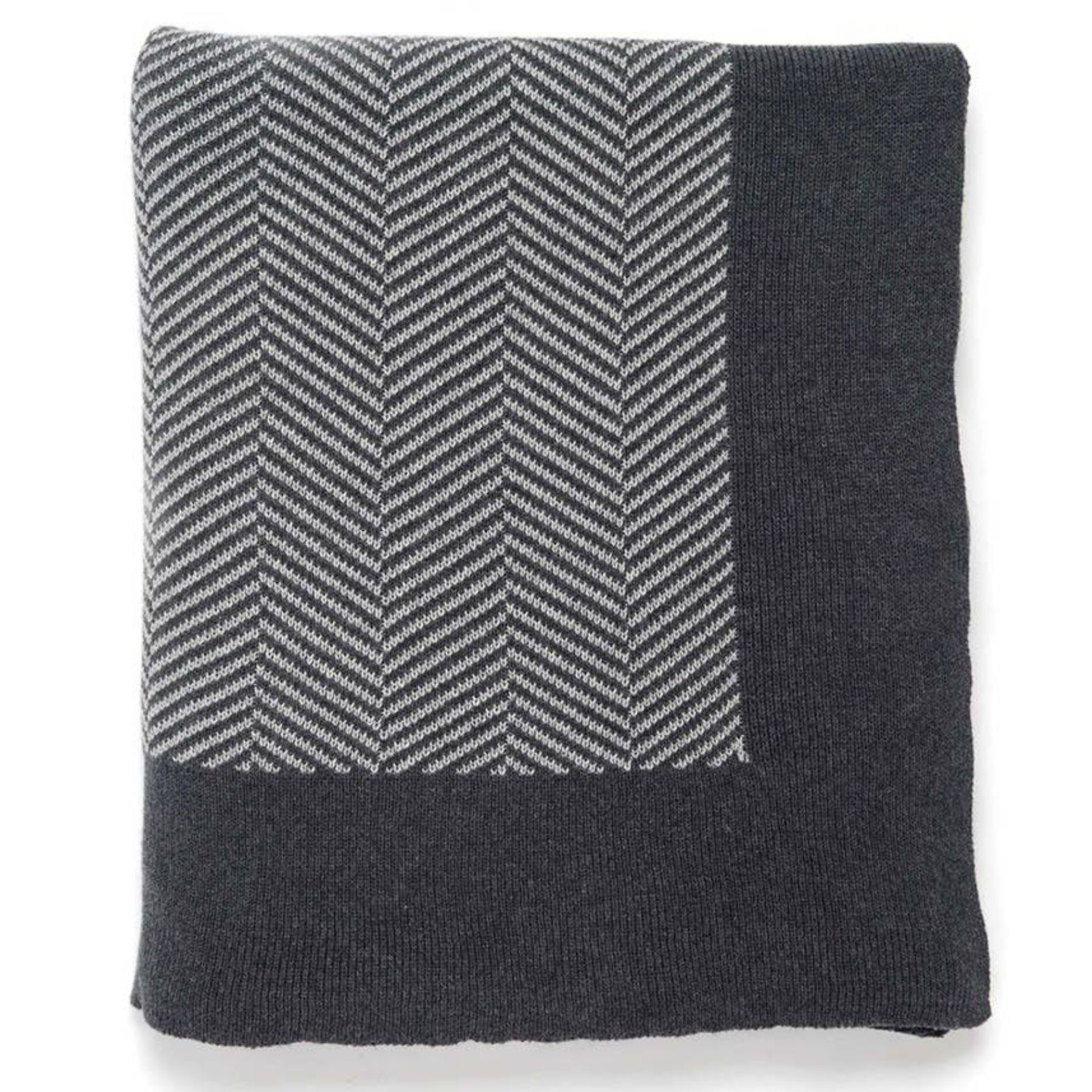 Herringbone Cotton Knit Throw Blanket