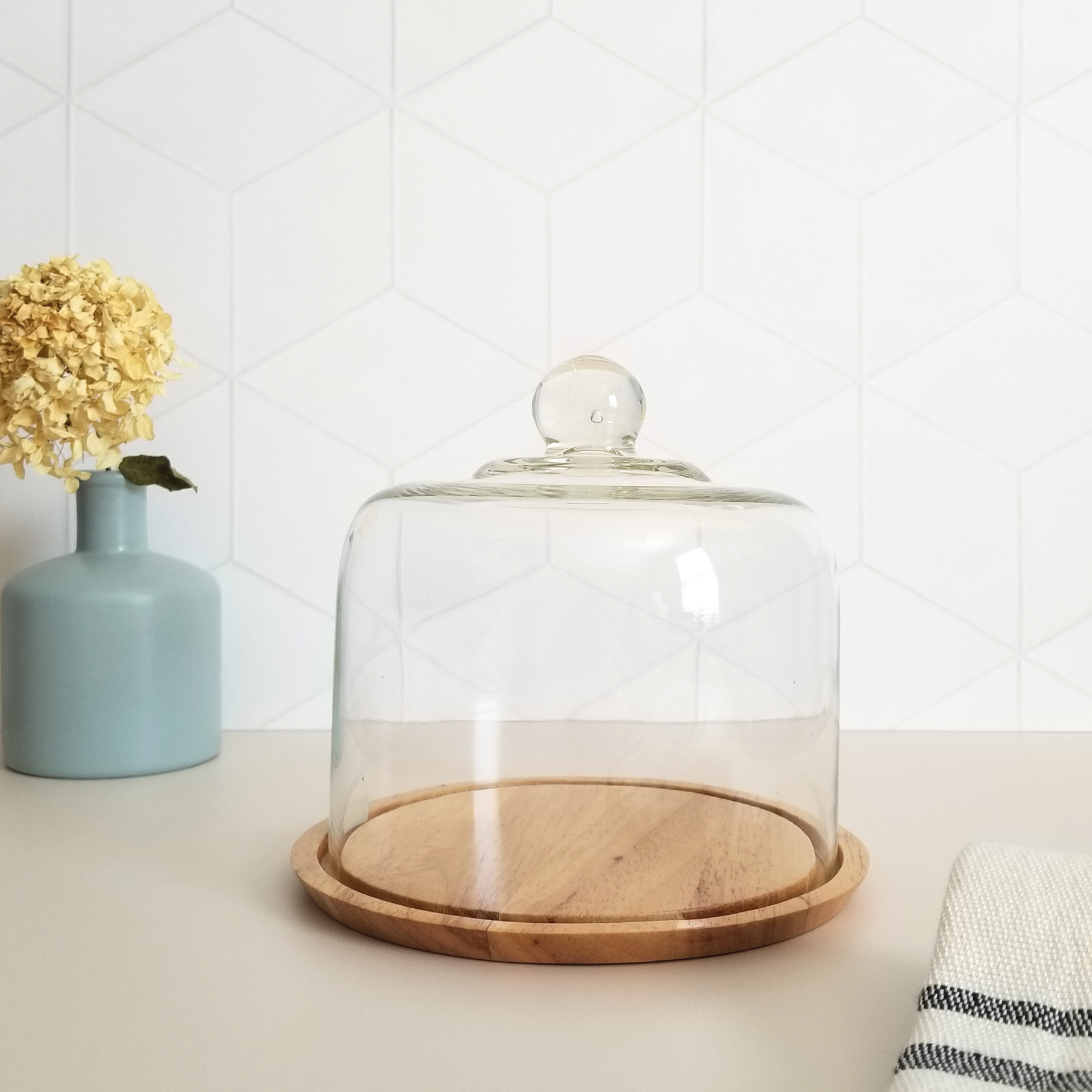 Glass Dome with Wooden Base