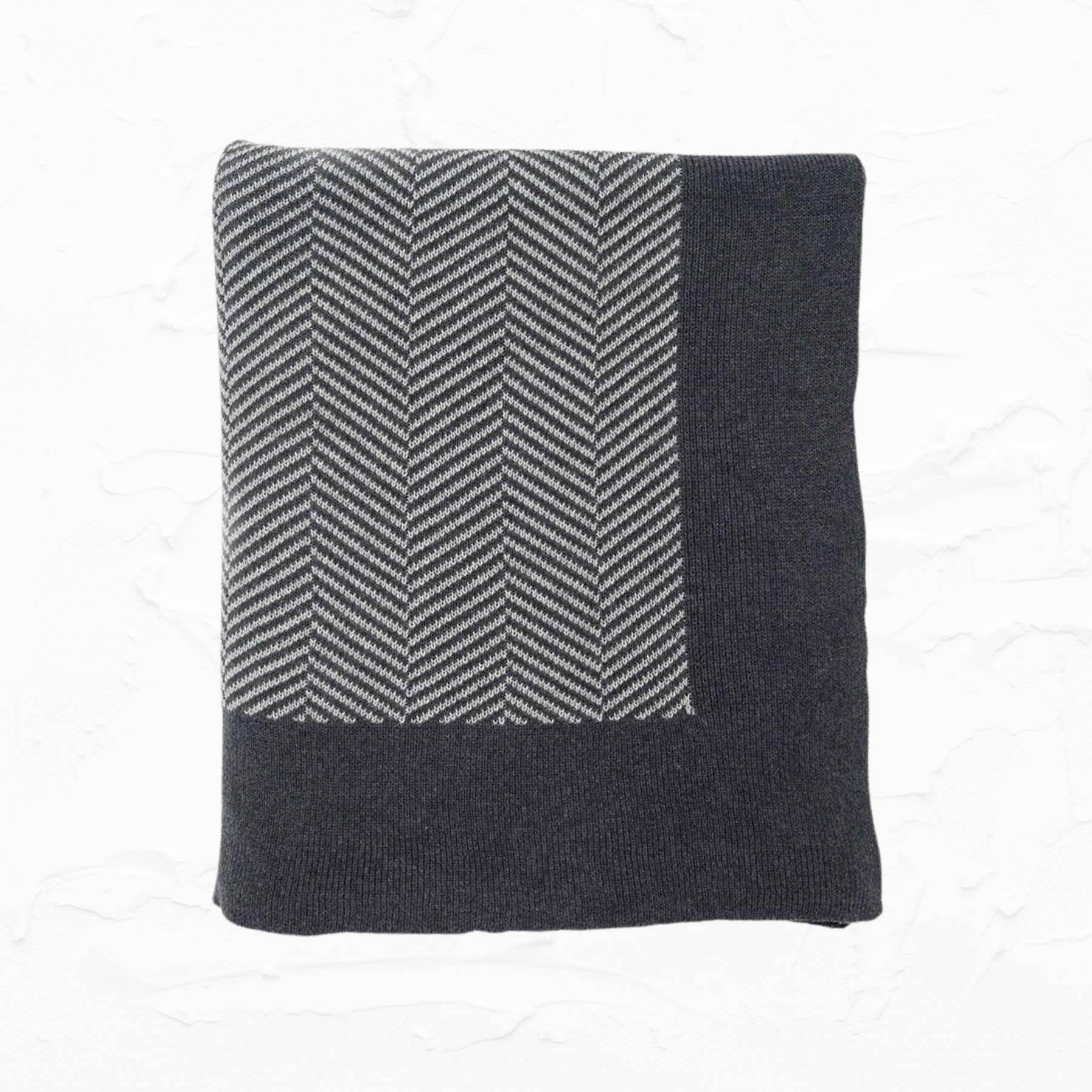 Herringbone Cotton Knit Throw Blanket