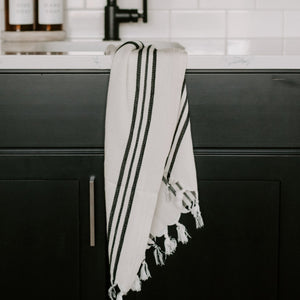 Turkish Cotton + Bamboo Hand Towel - Three Stripe