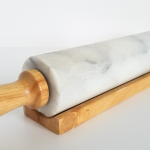 White Marble Rolling Pin with Stand