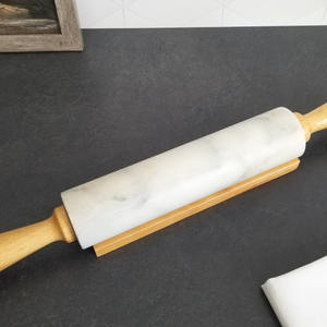 White Marble Rolling Pin with Stand