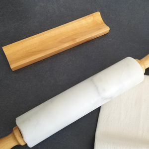 White Marble Rolling Pin with Stand