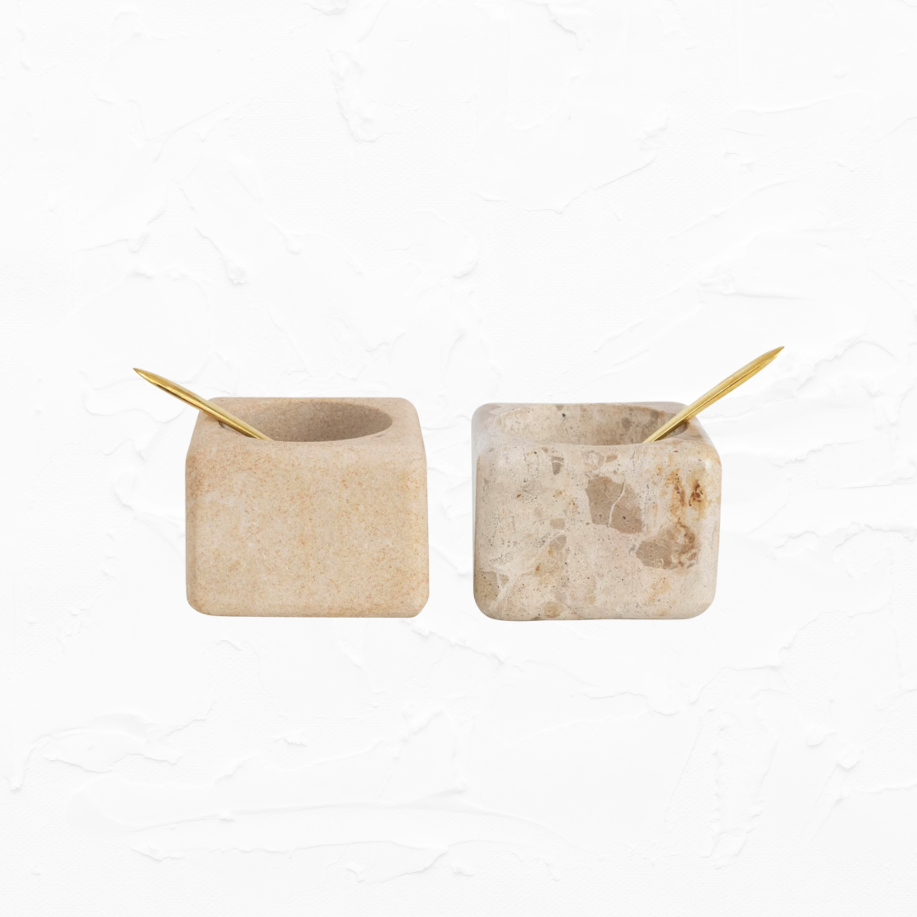 Marble + Sandstone Pinch Pot with Brass Spoon