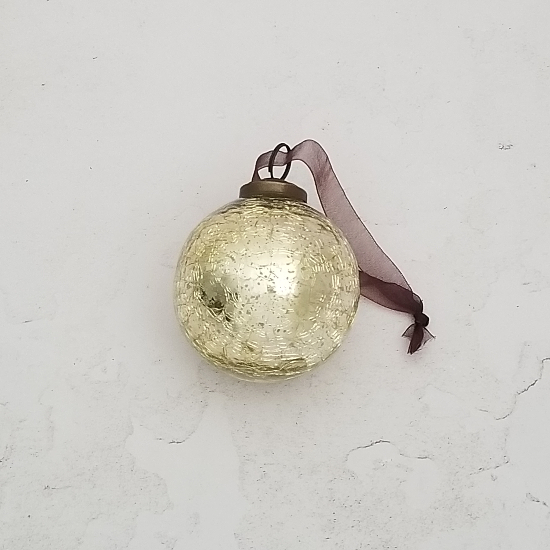 Metallic Crackle Glass Ornament - Gold