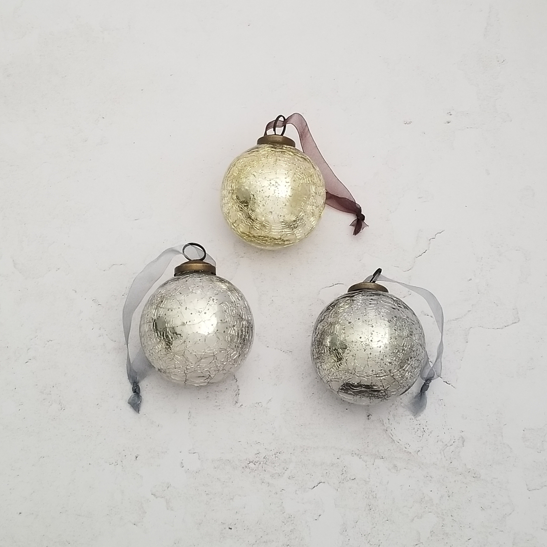 Metallic Crackle Glass Ornament