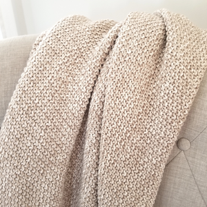 Natural Cotton Knit Throw Blanket