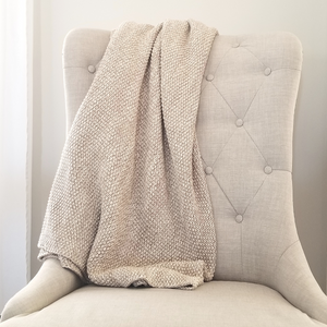 Natural Cotton Knit Throw Blanket