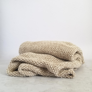 Natural Cotton Knit Throw Blanket