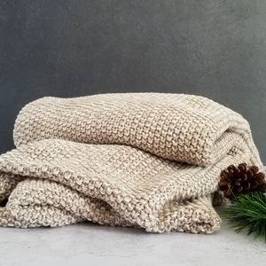 Natural Cotton Knit Throw Blanket