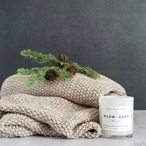 Natural Cotton Knit Throw Blanket