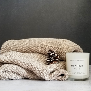 Natural Cotton Knit Throw Blanket