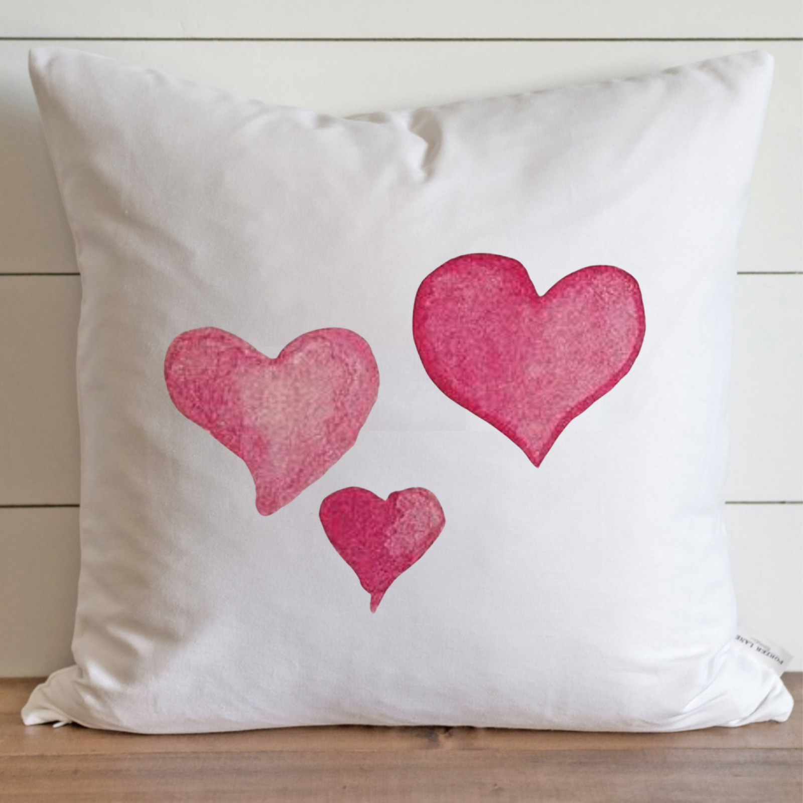 3 Watercolor Hearts Pillow Cover